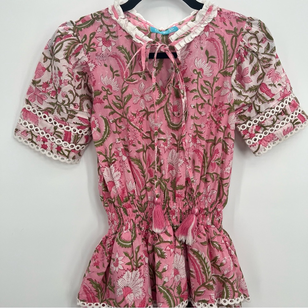 Floral Pink Tie-Neck Mini Dress